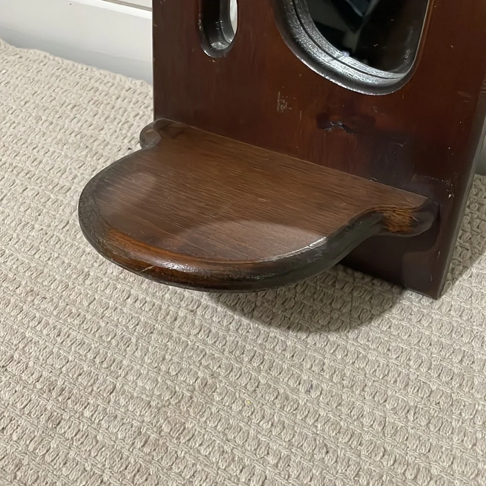 VINTAGE wood wall mirror plant stand‎ candle colder